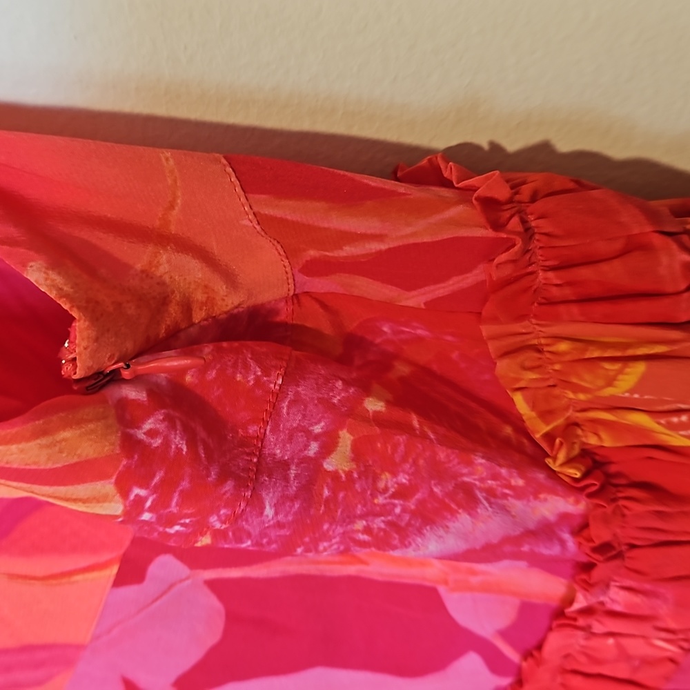 💜 Love Binetti Hera Print Dress Pink/ Fuchsia 100% Silk NWOT Sz XS - Picture 7 of 8
